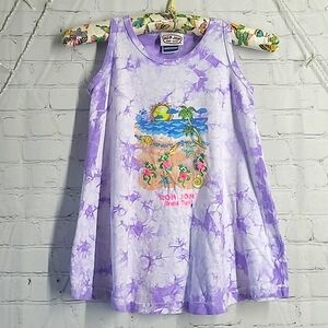Vintage Y2K Ron Jon Surf Shop Art  Purple Tie-Dye Grand Turk Loose Fit Tank Sz L